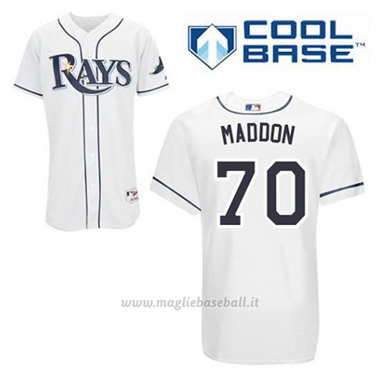 Maglia Baseball Uomo Tampa Bay Rays Joe Maddon 70 Bianco 1ªCool Base